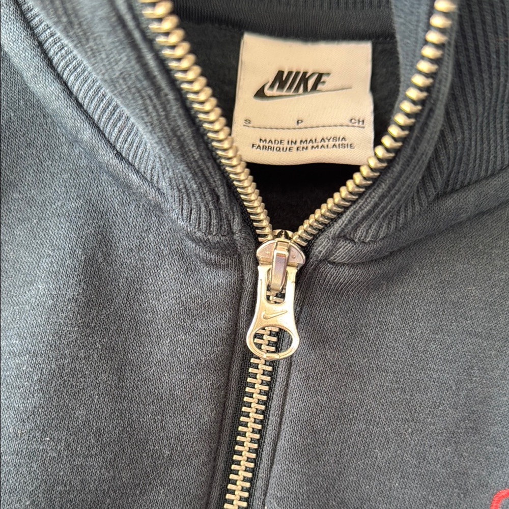 Nike Navy Blue Phoenix Fleece Heritage Quarter-Zip Crop Sweatshirt sz S - Picture 7 of 7